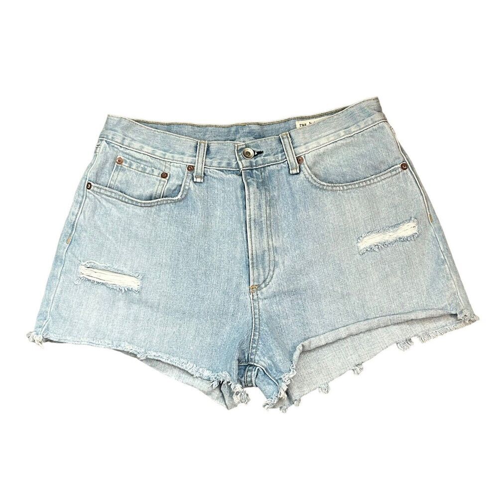 RAG & BONE Jean Shorts Womens 30 Justine High Rise Denim Blue Glena Wash $185 - Picture 2 of 5